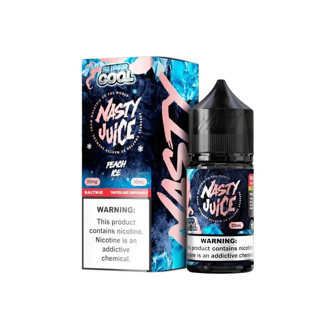 IVG Nic Salt 35mg Super Cool Peach Ice vape juice 30ml bottle, featuring fruity peach and cooling menthol flavor.