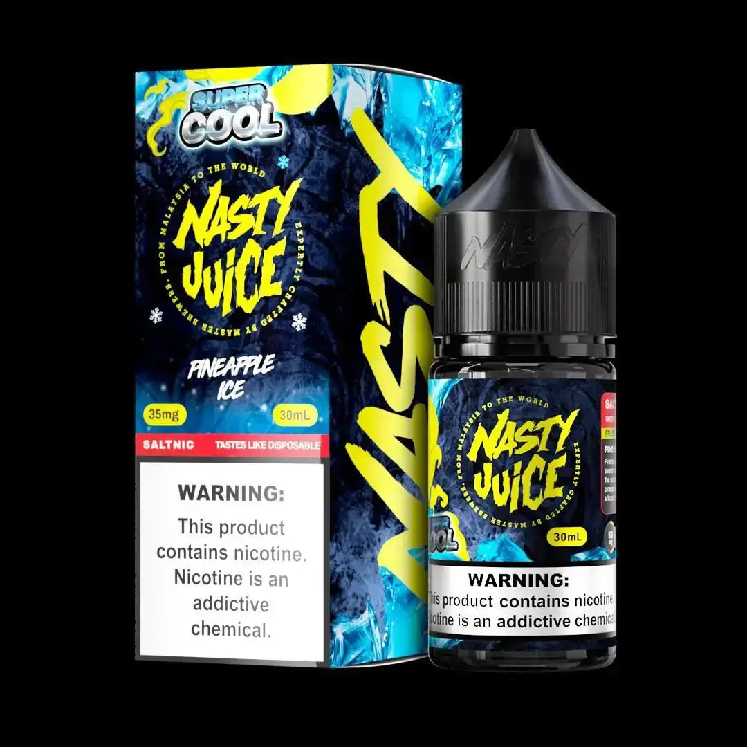 IVG Nasty Juice Super Cool Pineapple Ice Nic Salt vape juice 30ml bottle with 35MG or 50MG nicotine, ideal for vaping.