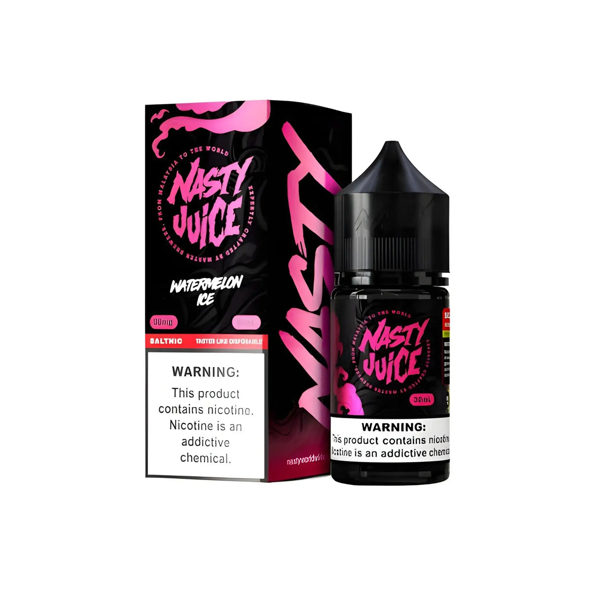 IVG Nasty Juice Watermelon Ice Nic Salt vape juice 30ml bottle, 35MG and 50MG nicotine salt e-liquid for vaping.