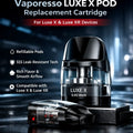 IVG refillable pod for Vaporesso Luxe X and Luxe XR, 0.4 ohm replacement cartridge for Luxe vape devices.