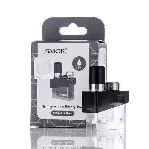 IVG SMOK Trinity Alpha empty replacement pod with 2.8ml capacity, shown in a clear, close-up view for Luxe Vape India.