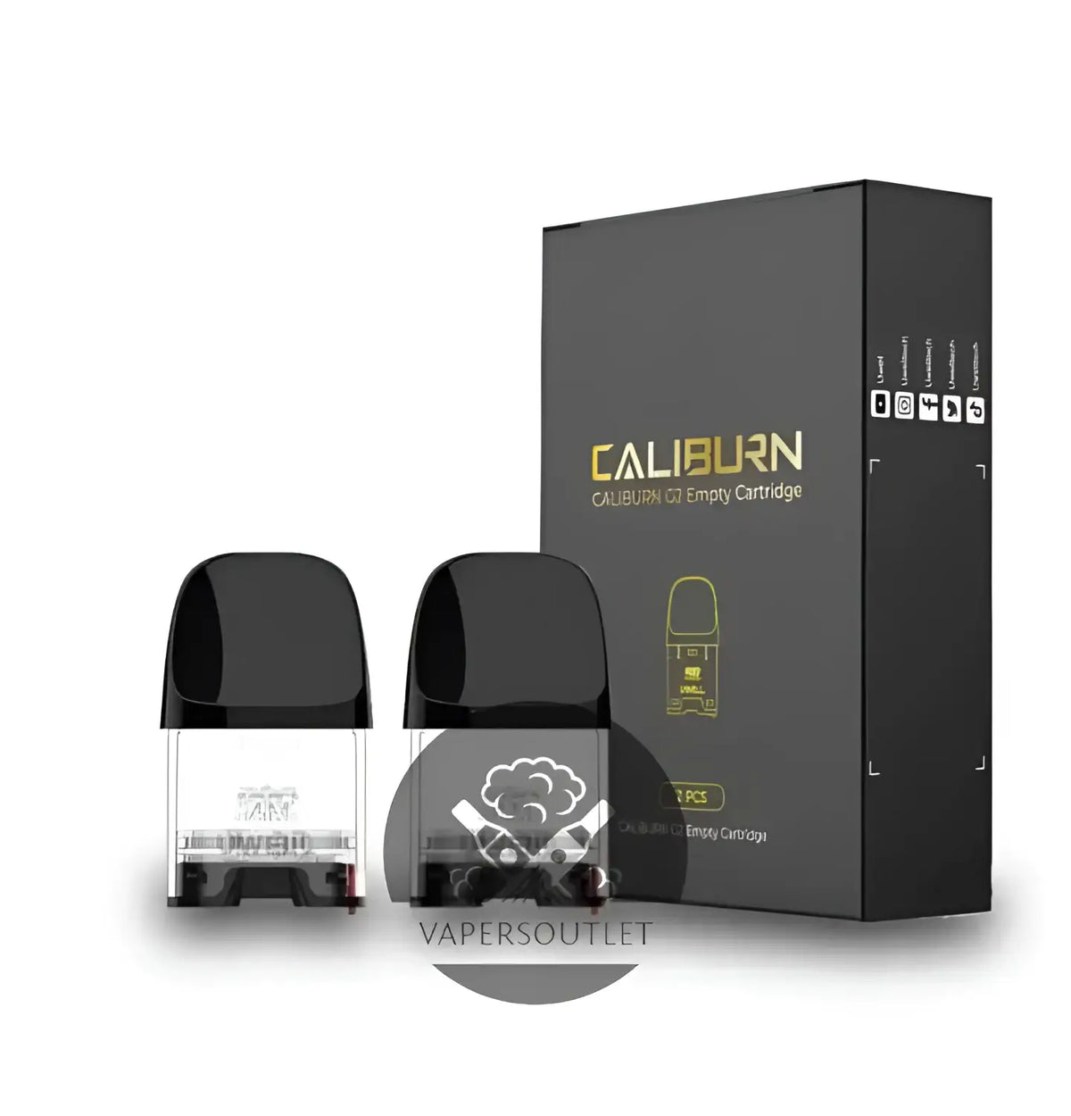 IVG Uwell Caliburn G2 replacement pod for refillable vape device, shown in black with clear e-liquid window.