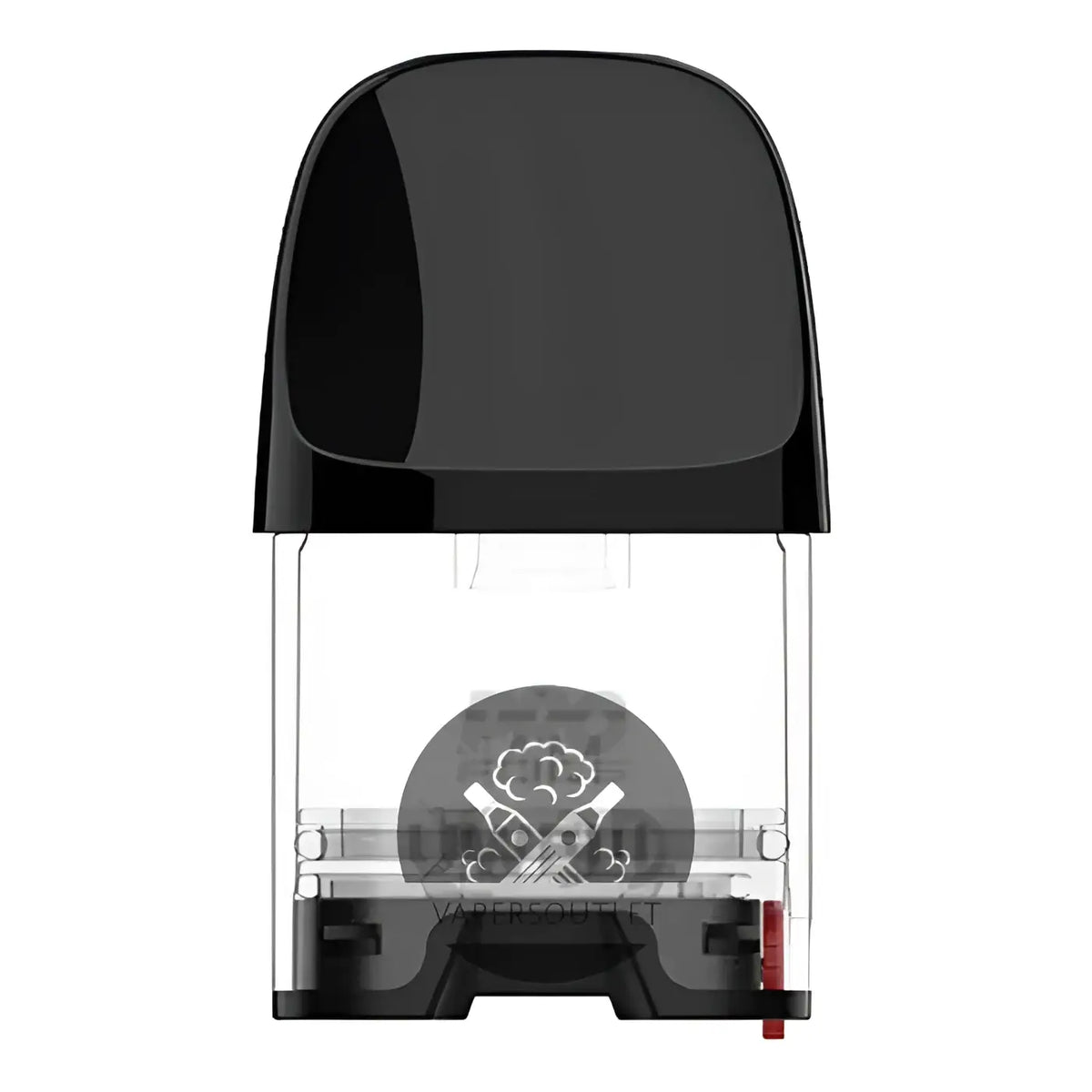 IVG Uwell Caliburn G2 replacement refillable vape pods, compatible with Caliburn G2, shown with open mouthpiece and e-liquid opening