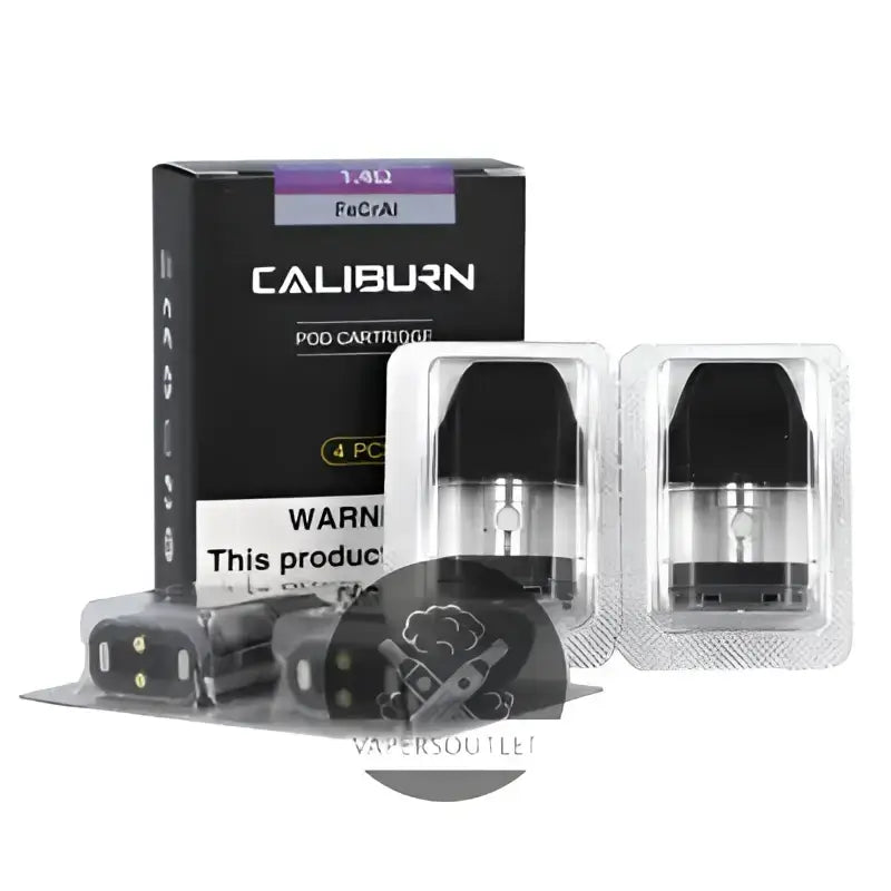 IVG Uwell Caliburn replacement refillable pod for vape devices, shown with black mouthpiece and clear e-liquid chamber.