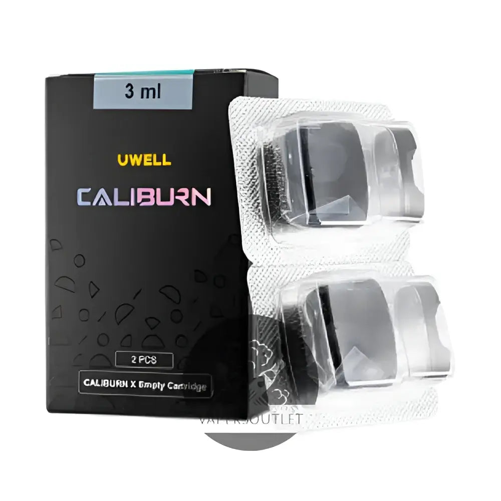 IVG Uwell Caliburn X refillable pod cartridge for vape devices, shown in black with clear e-liquid window.